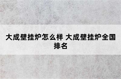 大成壁挂炉怎么样 大成壁挂炉全国排名